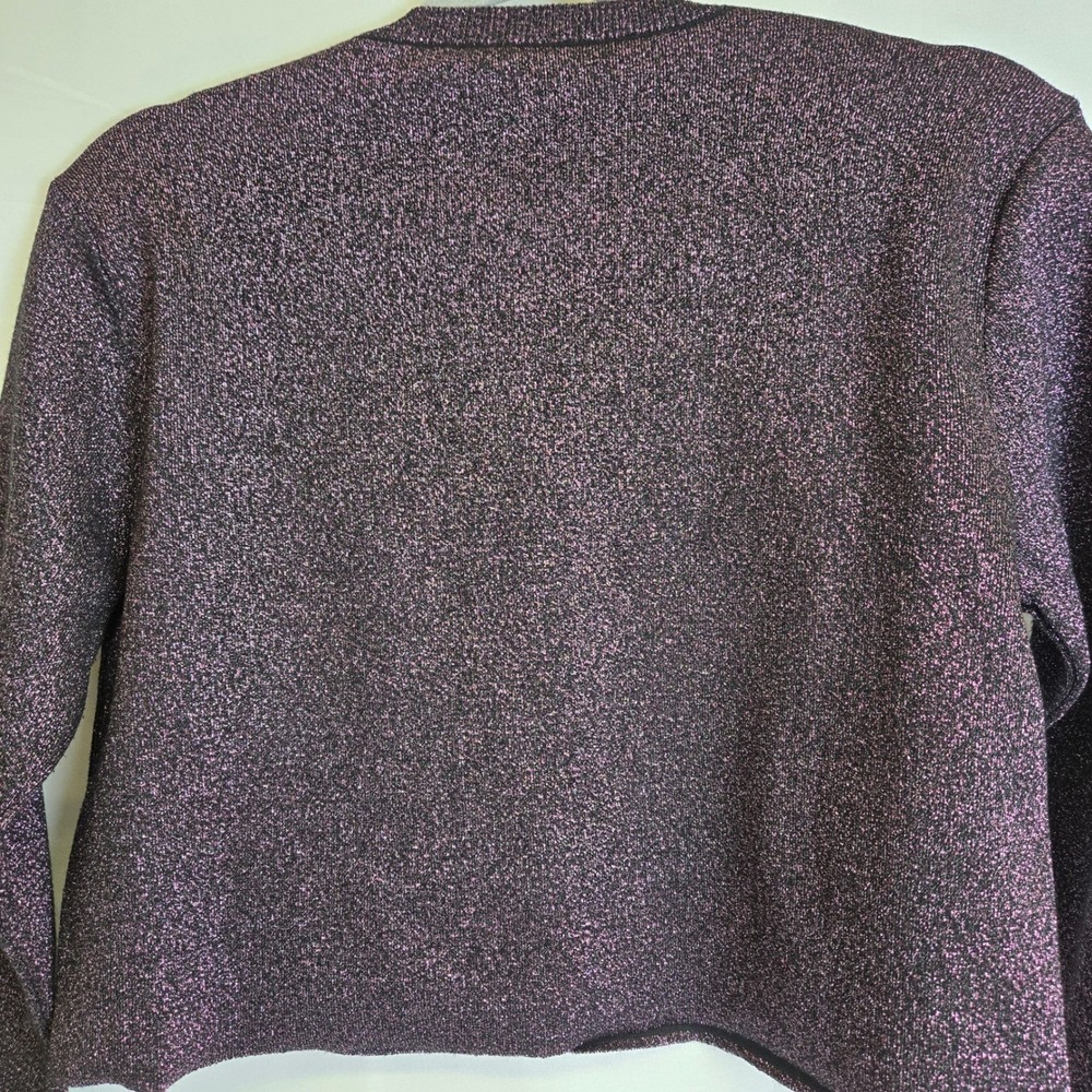 Zara Metallic Shimmer Glitter Cropped Cardigan Velvet Buttons, Purple, Small - Picture 8 of 8
